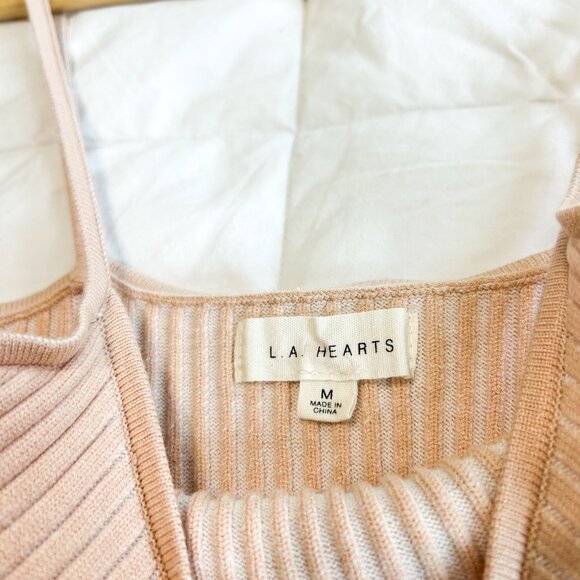 NWOT PacSun L.A. Hearts Cream Ribbed Spaghetti Strap Tank Top Size Medium - Picture 2 of 4